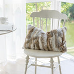 MOOX Rabbit Fur Throw Pillow Covers Decorative Fluffy Soft Fuzzy Plush Luxury Genuine Animal Skin Lumbar Pillow 12"x20" Cushion Cover(Yellow-White, 12x20inch)