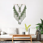 EOBTAIN Green Macrame Wall Hanging Handmade Boho Macrame Wall Decor with Yarn Tassel Bohemian Tapestry Woven Wall Art for Living Room Bedroom Home Apartment Nursery Dorm Decorations,16" W x 26" L