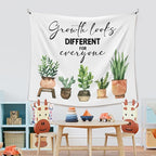 XLDLIOO Mental Health Gifts, Mental Health Plant Classroom Tapestry, Growth Looks Different for Everyone Tapestry Hanging for Bedroom, Inspirational Tapestries Wall Decor for Classroom Therapy Office Room 60x50in