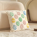 Jonhier Easter Throw Pillow Covers, Muted Morandi Colorful Easter Egg Decorations with Tufted Embroidery, Boho Farmhouse Neutral Rustic Spring Decorative Pillows for Couch Sofa, 18x18 Inch, 1 PC