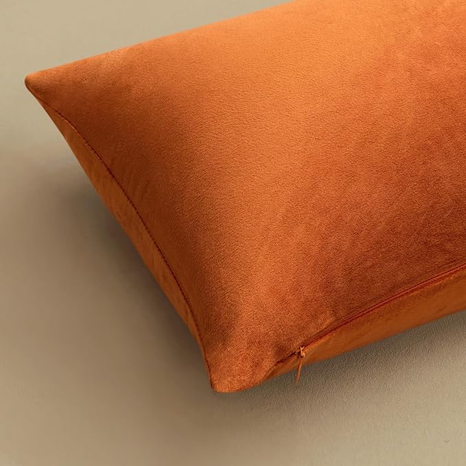 MIULEE Orange Pillow Covers 18x18 Inch Decorative Velvet Throw Pillow Covers Farmhouse Modern Home Decor for Couch Sofa Bedroom Living Room