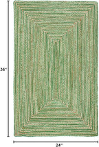 SAFAVIEH Area Rug 2x3 - Cape Cod Collection - Green & Natural Brown, Handmade Jute & Cotton, Woven Braided Design (CAP202Y)