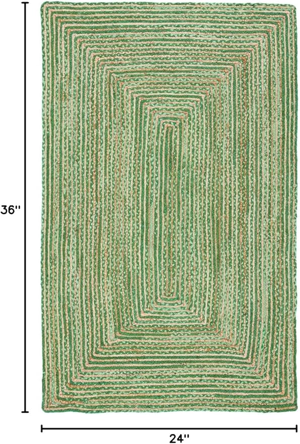 SAFAVIEH Area Rug 2x3 - Cape Cod Collection - Green & Natural Brown, Handmade Jute & Cotton, Woven Braided Design (CAP202Y)