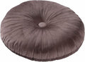 HLOVME Round Pillow Cushion for Couch Velvet Decorative Small Throw Pillow Solid Color for Living Room Bed Floor 13.7”, Brown