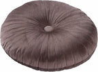 HLOVME Round Pillow Cushion for Couch Velvet Decorative Small Throw Pillow Solid Color for Living Room Bed Floor 13.7”, Brown