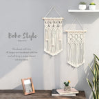 Mkono 2 Pcs Macrame Woven Wall Hanging Boho Chic Geometric Art Decor - Beautiful Bedroom Nursery Apartment Home Decoration, Gift for Girls Adults Birthday Christmas, Small Size 18" L x 9.5" W