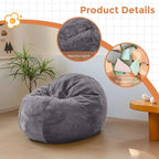 MAXYOYO 3 in 1 Kids Bean Bag Chair Bed, Child Floor Sofa for Gaming, Reading, Faux Fur Floor Mattress with High-Density Foam Filling for Living Room Bedroom