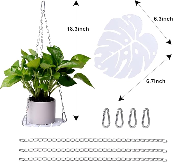 Hanging Planter for Indoor Plants, Monstera Handing Plant Pot Holder, White Metal Plant Hanger Shelf with Silver-Chains Plants Window Home Decor (Not Included Plants/Pots)