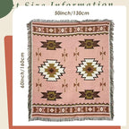 Snycler Boho Throw Blanket for Bed 50 * 60inch Woven Blanket Cotton Polyester Farmhouse Decor for Indoor Outdoor Sofa Bedroom Garden，All Season(Pink)