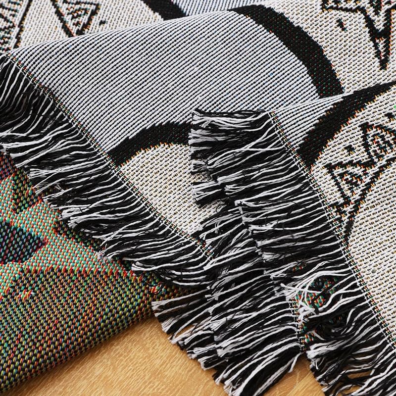 Boho Valentine Throw Blanket Sofa Colorful Cotton Blanket Retro Bohemian Tapestry Reversible Hippie Sheets Room Valentines Decor (Grey) - color: Grey