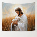 bitCNY Jesus Holding Lamb Tapestry 60x50 Inches – Christian Religious Wall Art, Good Shepherd Tapestry for Living Room Bedroom, Comforting Faith Decor