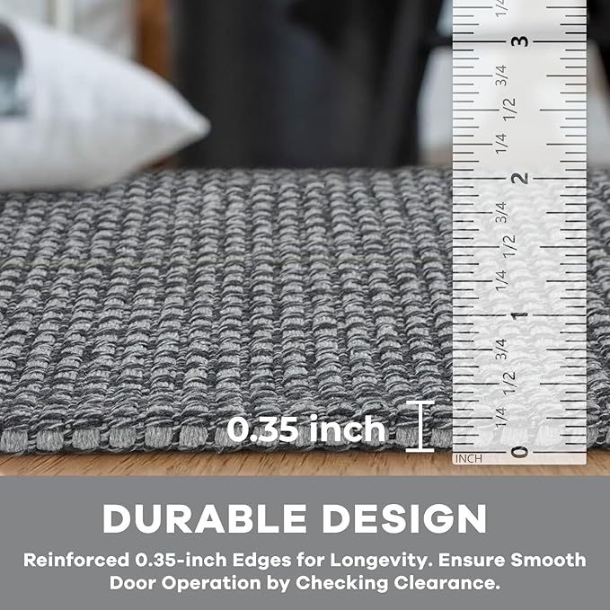KOZYFLY Runners for Hallways 2x8 ft Washable Kitchen Runner Non Slip Rubber Backed Hall Runners Cotton Entryway Runner Rugs Floor Carpet for Indoor Backdoor Bedroom Kitchen, Grey/Dark Grey