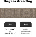 HUGEAR 2'6''x12 Runner Rug Machine Washable Retro Brown Hallway Area Rug Indoor Vintage Rug Floral Low Pile Carpet Soft Throw Rug Bedroom Living Room Office Dining Room Kitchen Laundry Room Non Slip