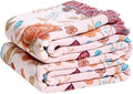 Boho Throw Blanket for Couch Sofa Chair Cotton Spring Blankets for Bedroom Living Room All Season Soft Lightweight Reversible Floral Butterfly Embroidery Decorative Throws 50"x60" Home Decor