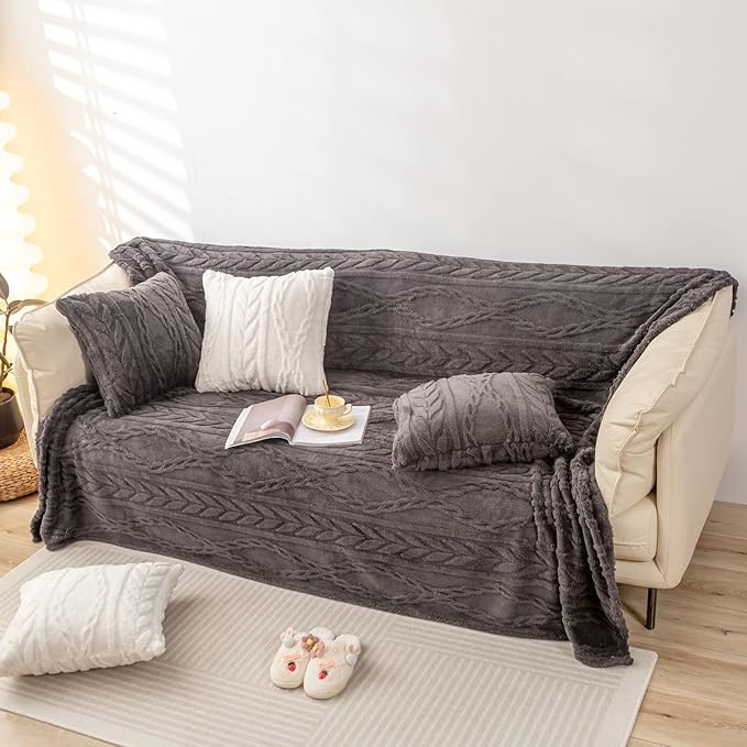 YUSOKI Sherpa Large Throw Blanket Single Layer,Light Weight(1.7lb),370GMS-3D Stylish Design for Gift Home Decor (Morel,50"x65")