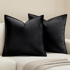 MIULEE Black Velvet Throw Pillow Covers 22x22 Soft Decorative Solid Square Cushion Cases Pack of 2 Modern Luxury Home Decor for Couch, Sofa, Bedroom