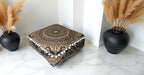 CRAFT KALA 24" Square Large Hippie Mandala Meditation Floor Ottoman Pillow Cushion Pouf Cover Square Poufs Bohemian Circle Floor Cushion Case Outdoor Fireplace Yoga Living Room Decor Cover Black Gold