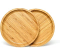 2 Pack Bamboo Saucer, 10.5 inch Plant Saucer, 10" Cactus Plant Tray, Round Bamboo Tray for Modern Ceramic Flower Pot, Planter Pot Tray, Also Use Cup Holder, Spoon Holder, Kitchen Utensil Rest