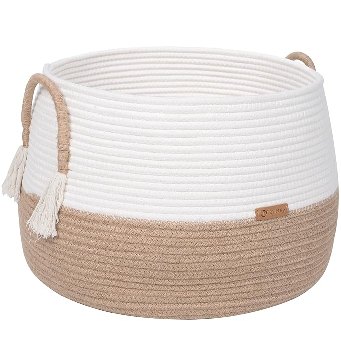 Large Basket for Toys-15.7"x 11.8"-Boho Baskets for Living Room,Bedroom,Nursery | Large Woven Baskets, Cube Basket, Under Shelf Basket | Decorative Baskets for Home Decor