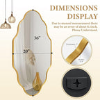 Scalloped Mirror for Bathroom - 20"x36" Gold Bathroom Mirror with Aviation Aluminum Alloy Frame & Shatter-Proof Glass for Living Room Bedroom Entryway, Brushed Gold Frame(x1)