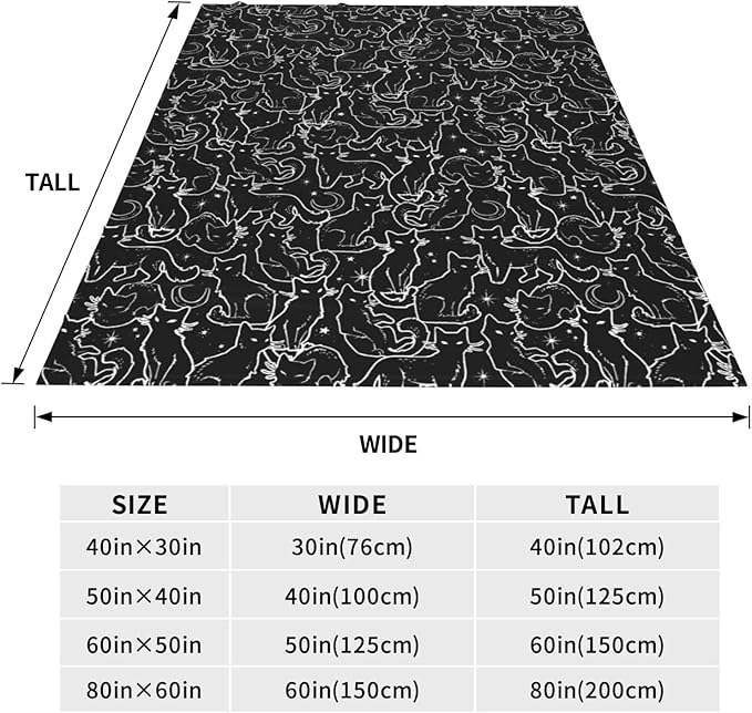 Cat Throw Blanket Soft Flannel Blanket 60"x50" in Bed Blanket Home Decor for Room Sofa Couch All Season