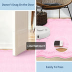 GarveeHome Round Area Rugs 4ft for Kids Room, Solid Pink Scalloped Washable Circle Rug Soft Non Slip Floral Print Floor Mat Carpet Indoor Thin Tent Rug for Bedroom Dining Room Playroom Nursery