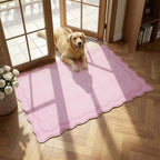 GarveeHome Scalloped Entryway Rug, 2x3 Valentines Solid Pink Washable Front Door Rug Indoor Entrance Floral Carpet Non-Slip Low Pile Throw Rugs for Kitchen, Powder Room, Entry, Bathroom, Kids Room