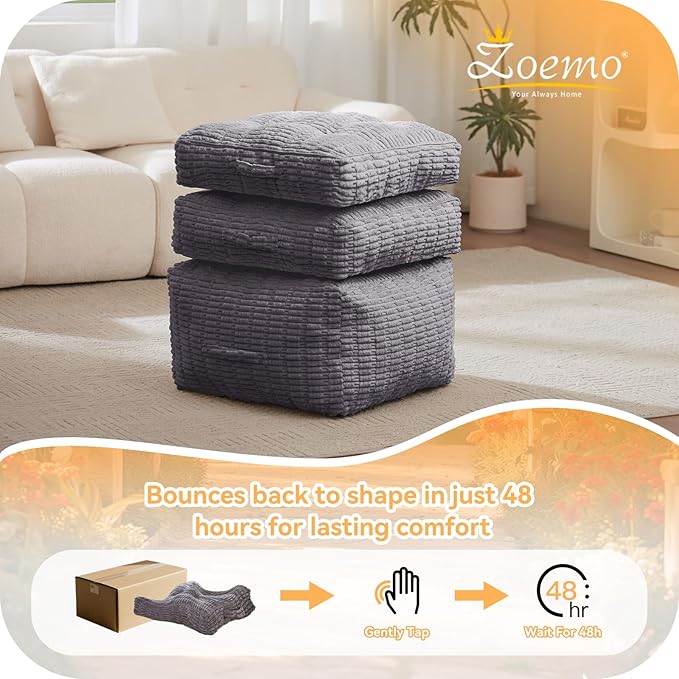 Floor Pillow Cushion for Adults, Meditation Cushion Pillow, Large Square Floor Sitting, for Tatami Living Room or Yoga, 22x22 Inch