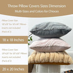 Cream Pillow Covers 18x18 Set of 2, Faux Fur Soft Textured Throw Pillow Covers Boho Fluffy Geometric Decorative Pillow Covers for Couch Bed Livingroom