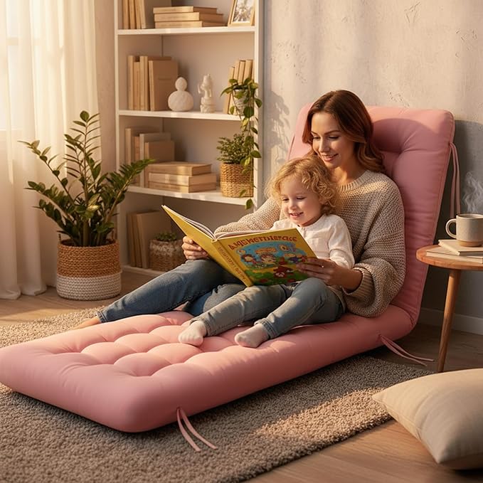 Long Floor Cushion Large Floor Cushion with Brushed Cotton Jumbo Lounger Pillow for Outdoor Indoor Bay Window Meditation Yoga Reading Sleeping(Pink)
