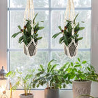 Macrame Plant Hangers, Modern Macrame Plant Hanger, Cotton Rope Hanging Planter for Indoor/Outdoor Balcony Home Decor (Planters/Plants Excluded)