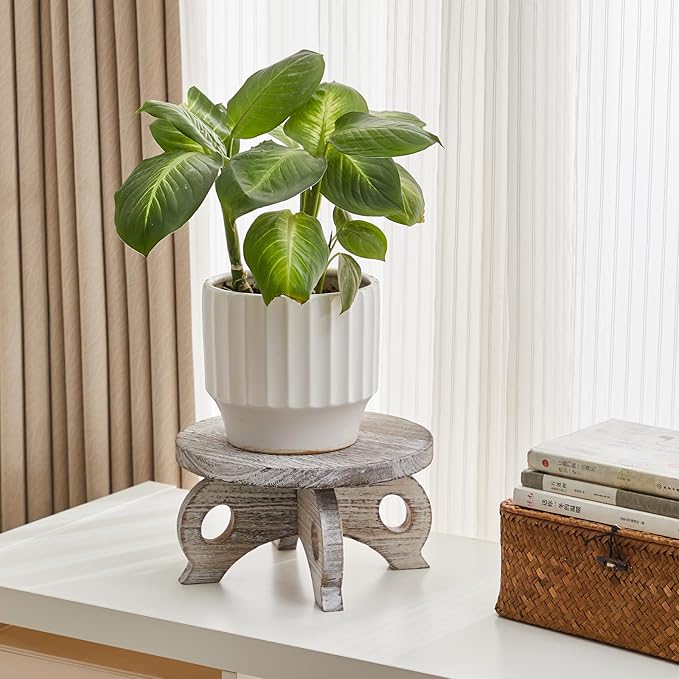 Plant Stools Indoor Wooden Stool for Plants Flower Display with Stand Farmhouse Indoor Small Plant Stand Riser Round Display Stands