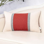 Yangest Patchwork Pillow Cover 12x20 Inch Luxury Cotton and Linen Cushion Cover Rectangle Pillowcover for Couch Bedroom Living Room,Orange