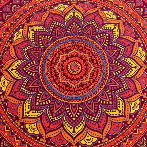Round Roundie Indian Mandala Round Roundie Beach Throw Tapestry Hippy Boho Gypsy Cotton Table Cover Round Tapestry wall hanging (42 Inches, Orange) - color: Orange, size: 42"L x 42"W