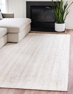 Jute Rug 5' x 8' Rectangular Area Rug Hand Woven Jute Beige Braided Boho Rug for Living Room Outdoor Bedroom Kitchen Entryway Farmhouse, Rustic Vintage Natural Reversible Floor Rugs: Off White
