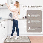LuxStep Kitchen Mat Waterproof Kitchen Rugs for Floor Cushioned Anti-Fatigue Mat Non-Slip Standing Desk Mat Comfort Floor Mats for House Sink Office 17.3" x 28" Khaki