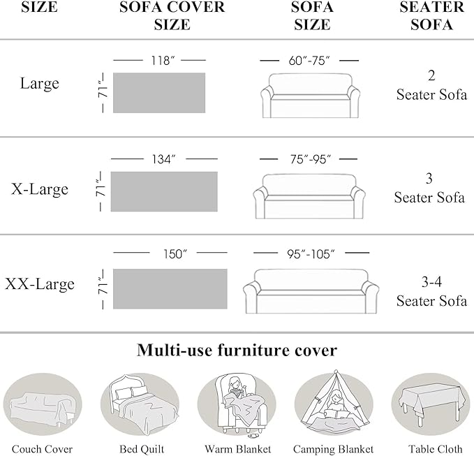 VClife Soft Plush Faux Fur Couch Cover, Warm Fuzzy White Sofa Covers for 3 Cushion Couch Sofa (71"x134") Non Slip Couch Covers for Dog Cat Washable Thick Furniture Protector for Pets