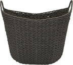 Household Essentials Paper Rope Basket with Handles, Natural Woven Woven Storage Basket, Great for Decoration or Organization