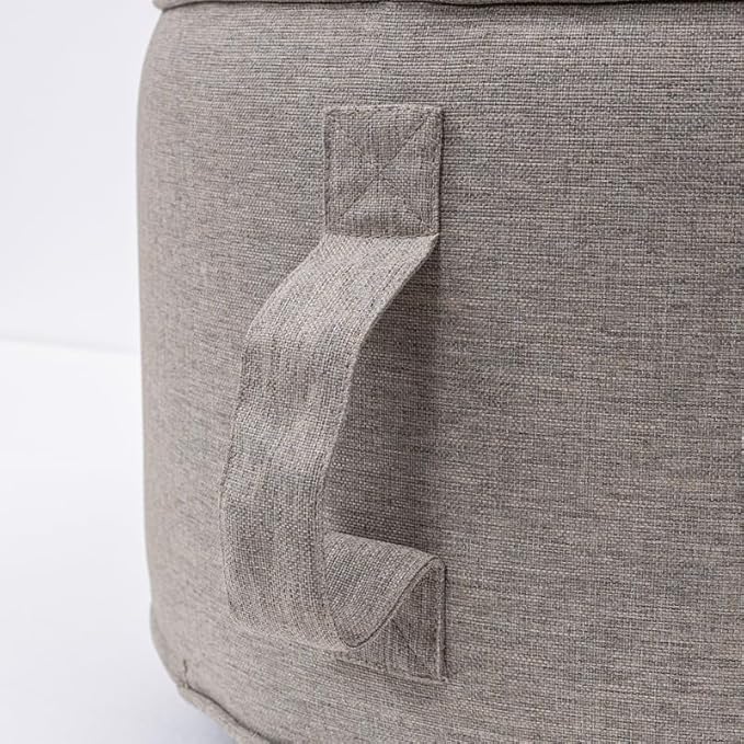 QILLOWAY Indoor/Outdoor Inflatable Stool,Round Ottoman,All Weather Foot Rest for Camping or Home,All Tan/Grey