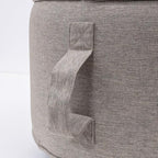 QILLOWAY Indoor/Outdoor Inflatable Stool,Round Ottoman,All Weather Foot Rest for Camping or Home,All Tan/Grey