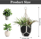 JIEYAO 2 Pack Handmade Macrame Plant Hangers, 19.6 Inch Cotton Hanging Planters Baskets Plant Holder Boho White Rope Flower Pot Holders for Outdoor Indoor Decor