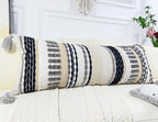 Chenille and Cotton Long Pillow for Bed, Striped Textured Boho Lumbar Throw Pillow Cover 16x36, Neutral Accent Decorative Extra Long Body Pillow Case for Couch, Sofa, Bedroom, Grey