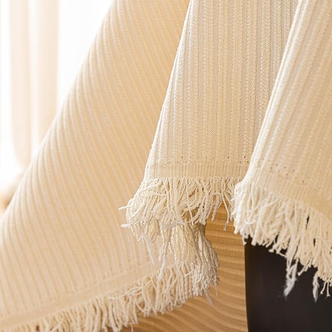 ROOMLIFE Couch Cover Sofa, Boho Chenille Couches Covers for 3 Cushion Sofas, Non Slip Soft Breathable Sofa Slipcovers for Pet, Washable Furniture Protector with Tassel,71''X134”