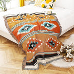 Homesy Boho Throw Blankets Southwestern Bed Throws Cover Reversible Green Aztec Southwest Blanket for Couch Chair Sofa Home Outdoor Beach Car Tent Travel Camping 51"x63"