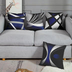 Emvency Set of 4 Dark Blue Throw Pillow Covers Modern Abstract Black Grey Stripes Gray White Acrylic Bold Decorative Pillow Cases Home Decor Square 18x18 Inches Pillowcases