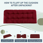 downluxe Outdoor Bench Cushion for Patio Furniture, Water Resistant Tufted Overstuffed Porch Swing Cushions, Thick Outdoor Loveseat Cushions, 59" x 18" x 5", Burgundy, Set of 1
