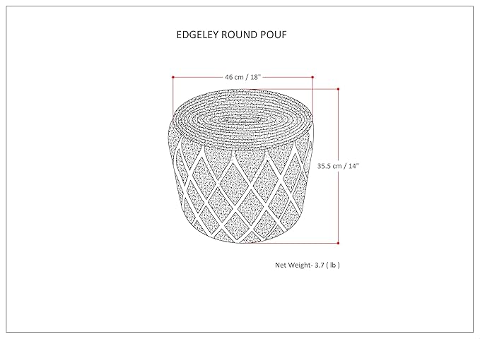 SIMPLIHOME Edgeley Round Pouf - 18 inch Wide Handwoven Jute and Cotton Ottoman in Grey and Natural, Boho-Style Footstool or Extra Seating for Living Room, Bedroom, or Kids Room, Assembled