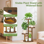 iDavosic.ly 3 Tier Plant Stand Indoor, Tiered Corner Wood Multiple Flower Holder Shelf, Tall Orchid Display Rack for Patio Porch Living Room Balcony Outdoor, Brown