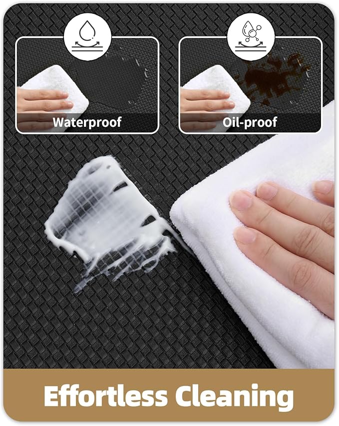 Color&Geometry Anti Fatigue Cushion Kitchen Mat for Floor -24"x87",Wide,Easy Clean, Water & Oil Proof, Anti Slip, Foam Rubber Runner Rug for Front Sink Comfort Standing,Black