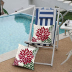 DFXSZ Wine red Dark Green Flower Pillow Covers 16x16 Inch Set of 2 Outdoor Throw Pillows Outdoor Waterproof Decor for Living Room Sofa Patio Funiture Garden Floral Polyester Pillow Covers 002W16